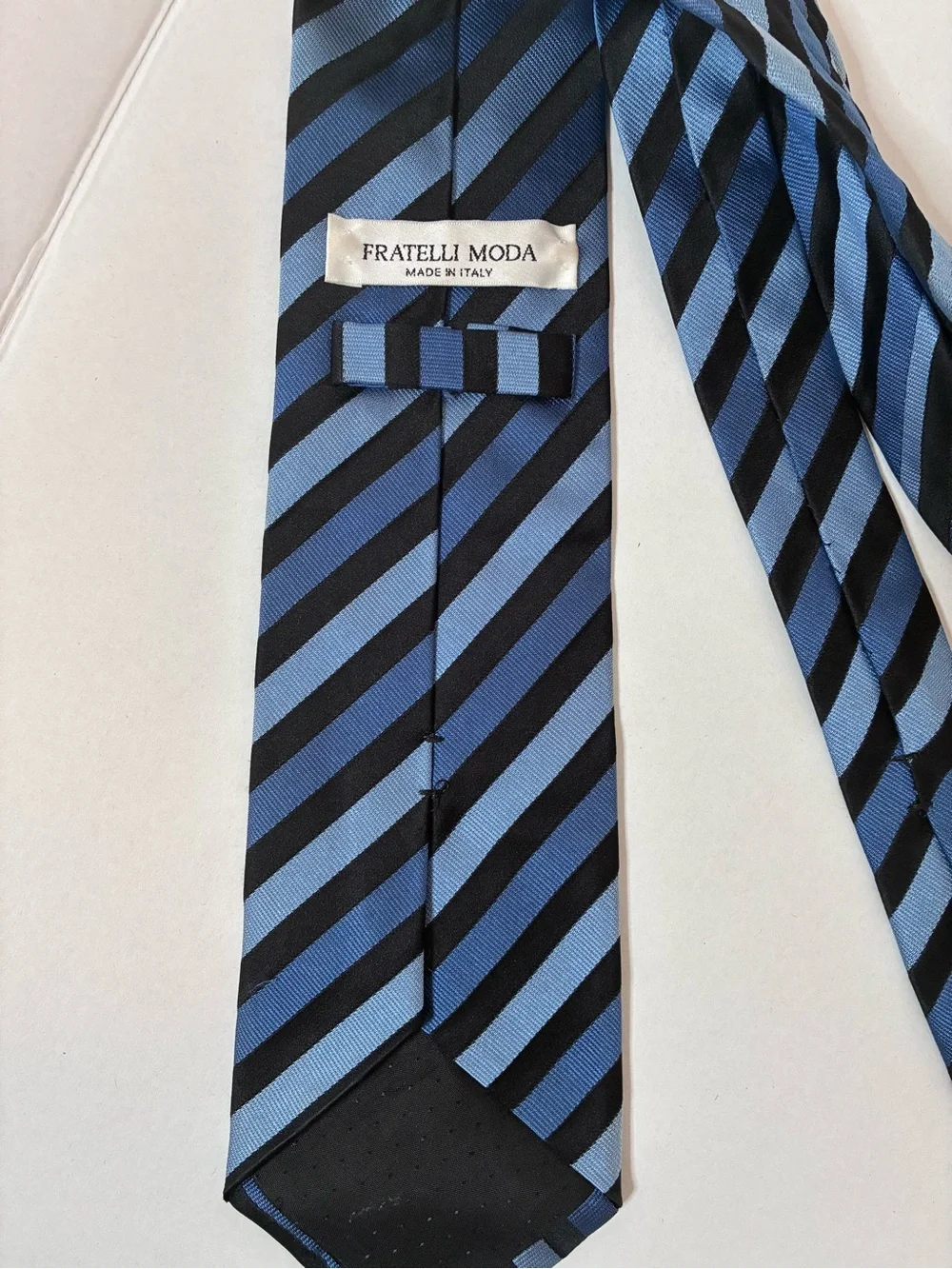 Fratelli Moda Italy Blue Black Diagonal Stripe Silk Tie Classic Business Necktie